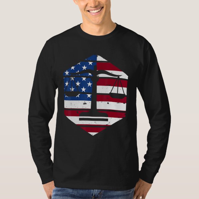 4th Of July Lawyer Attorney US Flag Scale Of Justi T-Shirt (Front)