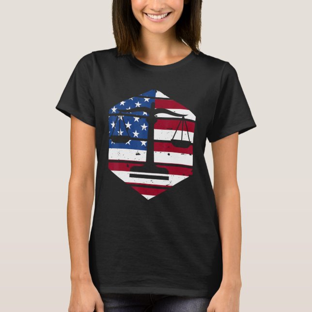 4th Of July Lawyer Attorney US Flag Scale Of Justi T-Shirt (Front)