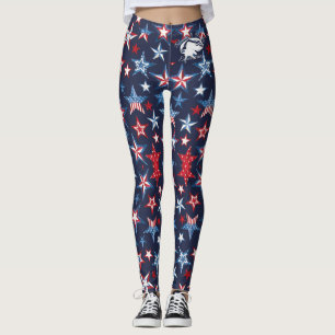 4th of July Leggings with White B&BE Logo