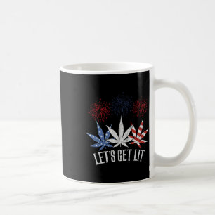 4th Of July Let's Get Lit Weed American Flag  Coffee Mug