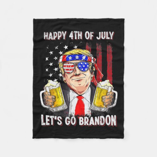 4th Of July Lets Go Beer Brandon Trump Beer Ameri Fleece Blanket