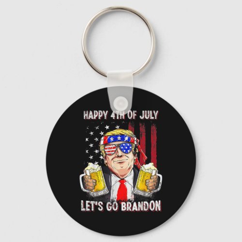 4th Of July Lets Go Beer Brandon Trump Beer Ameri Keychain