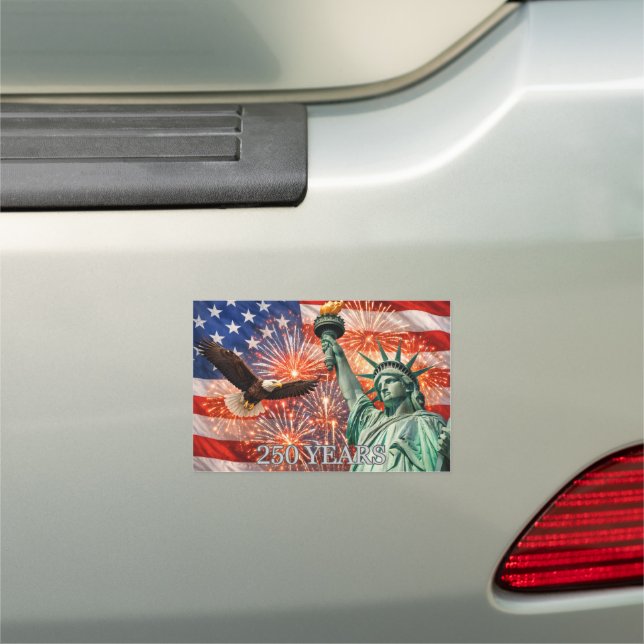 4th of July Liberty Eagle Fireworks USA 250th Car Magnet (In Situ)