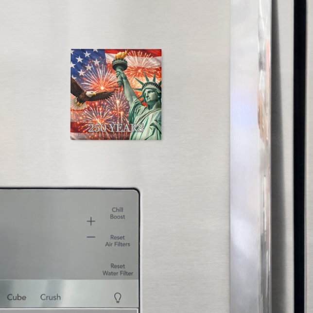 4th of July Liberty Eagle Fireworks USA 250th Magnet (In Situ (Fridge))