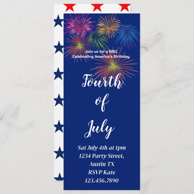 4th of July Light up the Sky Party Invitation (Front/Back)