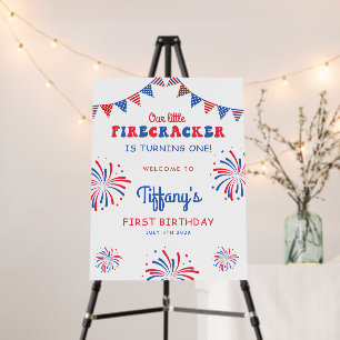 4th of July Little Firecracker First Birthday Foam Board