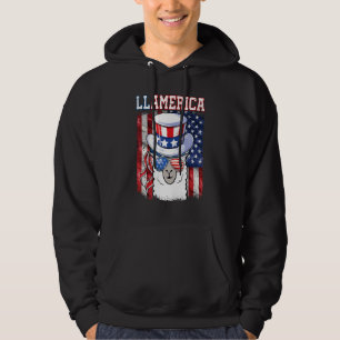 4th Of July Llamerica Patriotic Llama Usa Flag Hoodie