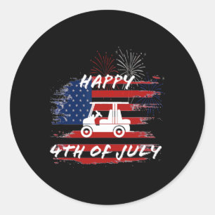 4th Of July Looping Parade Holiday Golf Cart Ameri Classic Round Sticker