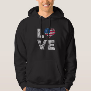 4th Of July Love Usa Vintage American Patriot Flag Hoodie