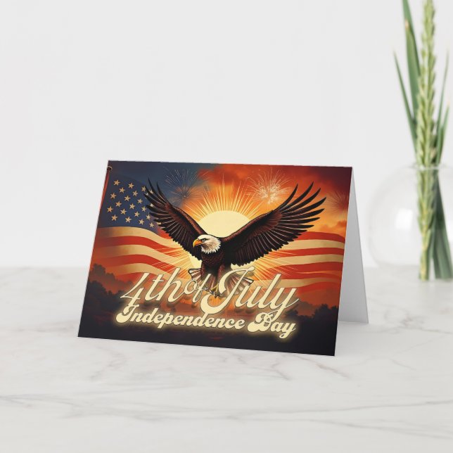 4th of July – Majestic Eagle & Fireworks Tribute🦅 Card (Front)