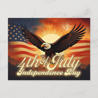 4th of July – Majestic Eagle & Fireworks Tribute🦅 Holiday Postcard