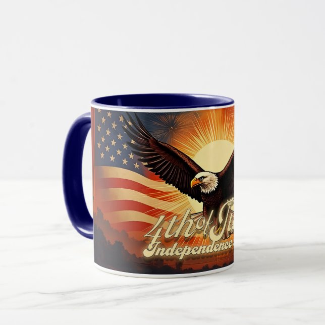 4th of July – Majestic Eagle & Fireworks Tribute🦅 Mug (Front Left)