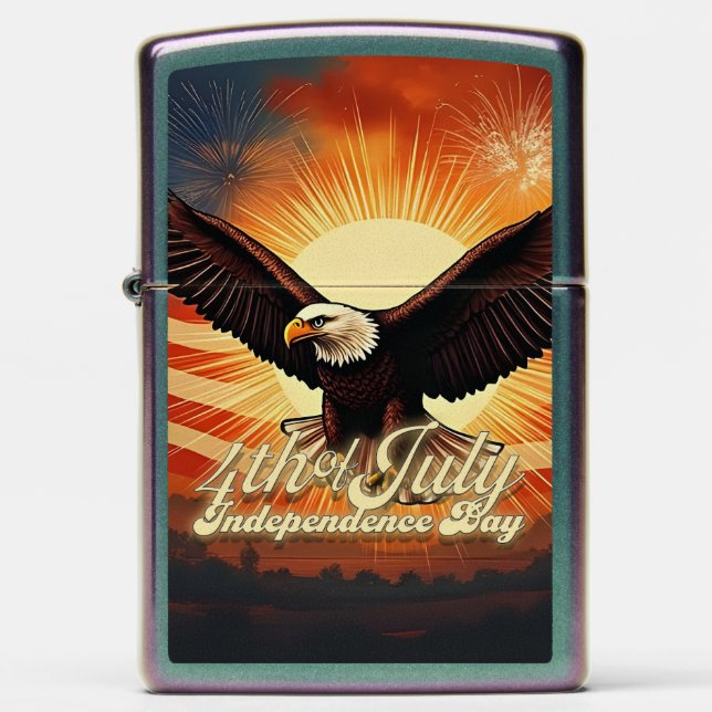 4th of July – Majestic Eagle & Fireworks Tribute🦅 Zippo Lighter (Front)