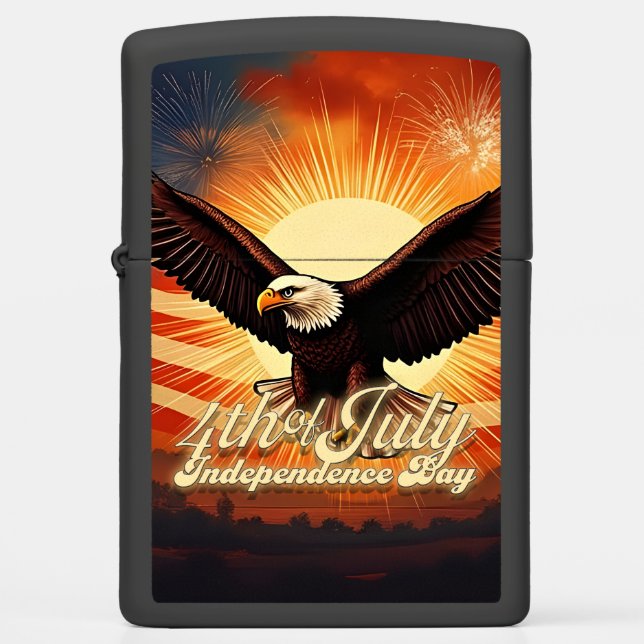 4th of July – Majestic Eagle & Fireworks Tribute🦅 Zippo Lighter (Front)