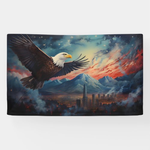 4th of July Majesty Eagle Above the Clouds Banner