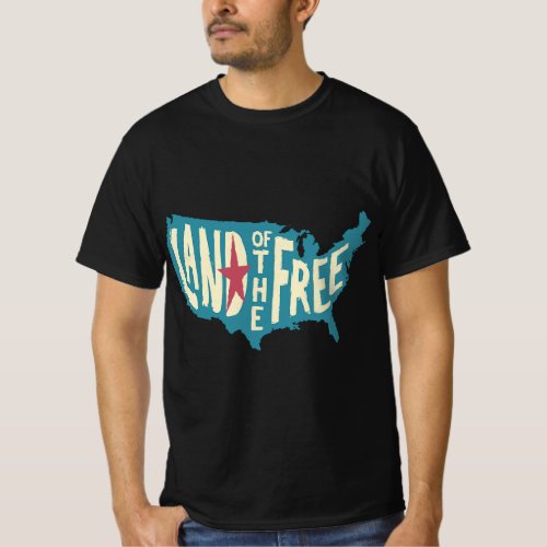 4th of July Map of the USA Land of the Free T_Shirt