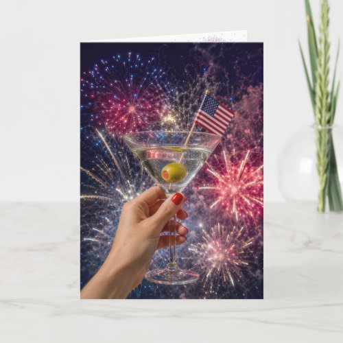 4th of July Martini Toast Card