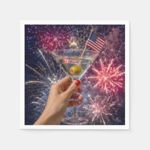 4th of July Martini Toast Napkins