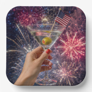 4th of July Martini Toast Paper Plates