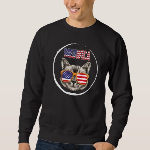 4th Of July Meowica Usa Flag Cat American Independ Sweatshirt