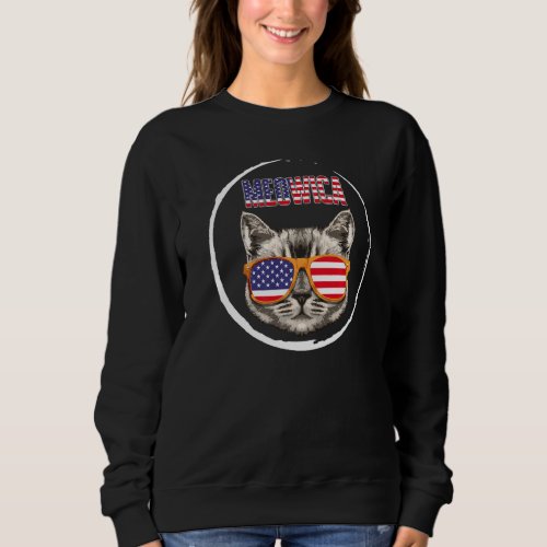 4th Of July Meowica Usa Flag Cat American Independ Sweatshirt