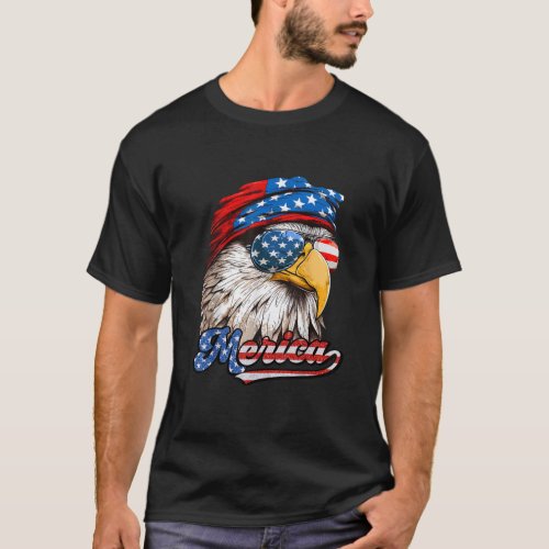 4th of july merica American eagle flag Patriotic T_Shirt