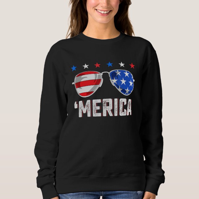 4th Of July Merica American Flag Sunglasses Boys G Sweatshirt (Front)