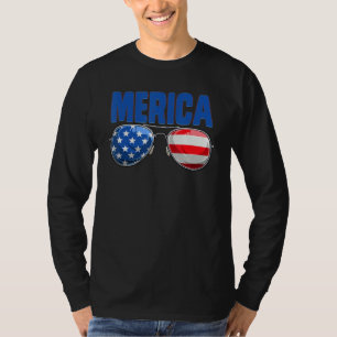 4th Of July Merica American Flag Sunglasses Boys G T-Shirt