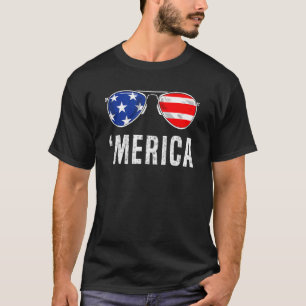 4th Of July Merica American Flag Sunglasses Boys G T-Shirt