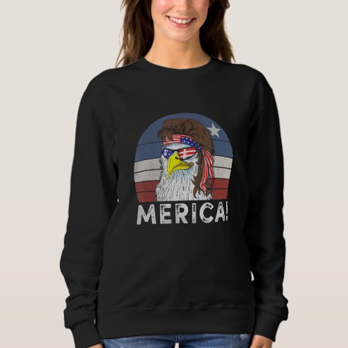 4th Of July Merica Eagle Mullet Usa American Flag  Sweatshirt