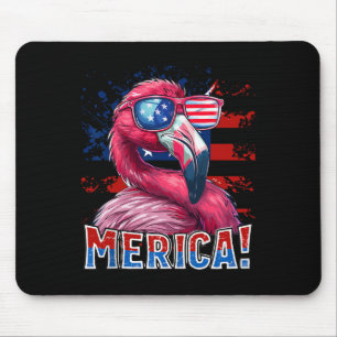 4th Of July Merica Flamingo American Flag Kids Men Mouse Pad