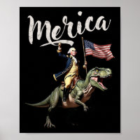 4th Of July Merica George Washington Riding A Dino