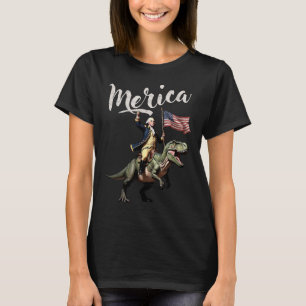 4th Of July Merica George Washington Riding A Dino T-Shirt