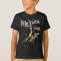 4th Of July Merica George Washington Riding A Dino