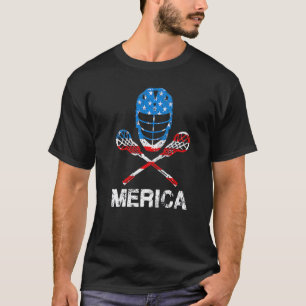 4th Of July Merica Lacrosse American Flag Lax Helm T-Shirt