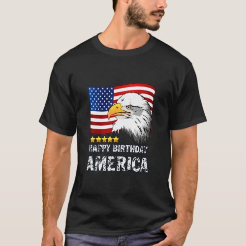 4th Of July Merica Patriotic Usa Flag Bald Eagle  T_Shirt
