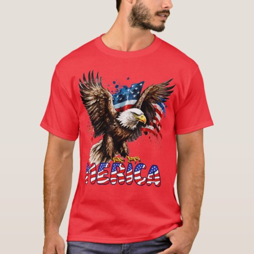 4th Of July Merica Patriotic USA Flag Bald Eagle T T_Shirt