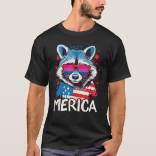 4th Of July Merica Raccoon Bisexual Sunglasses Fla T-Shirt
