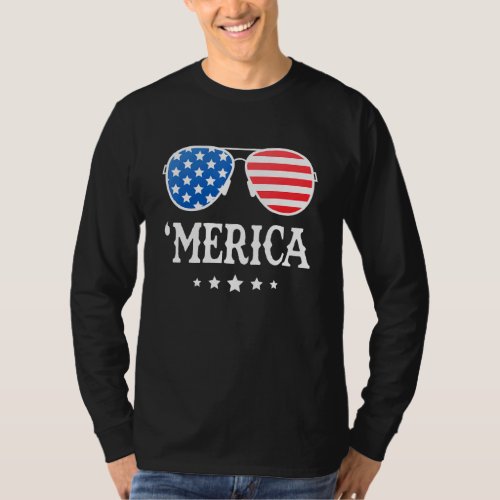 4th Of July Merica Sunglasses All America Usa Flag T_Shirt