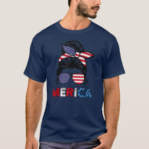 4th Of July Merica Sunglasses Classy Mom Life T-Shirt