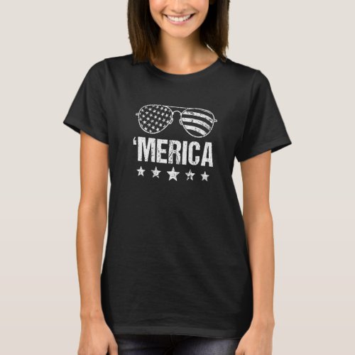 4th Of July Merica Sunglasses Patriotic For Men Wo T_Shirt