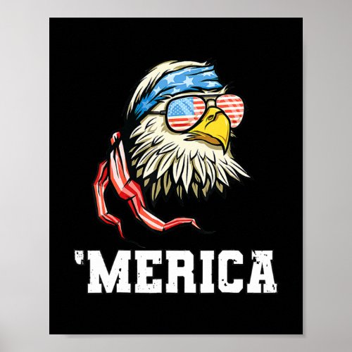 4th of July Merica USA Flag Bald Eagle Patriotic Poster