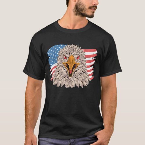 4th of July Merica USA Flag Bald Eagle Patriotic  T_Shirt