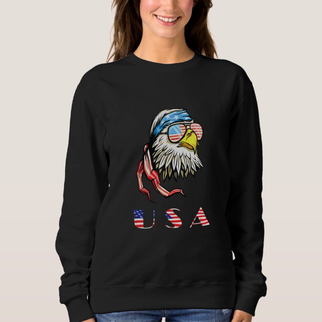 4th Of July Merica Usa Flag Bald Eagle Patriotic V Sweatshirt (Front)