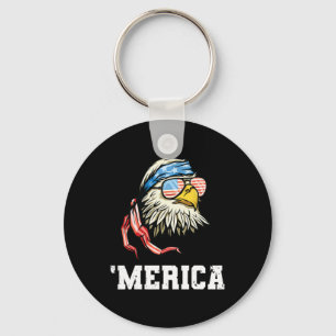 4th Of July Merica Usa Flag Ld Eagle Patriotic Vet Keychain
