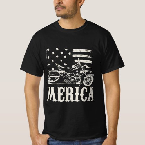 4th of July Merica V_Twin Motorcycle Biker America T_Shirt