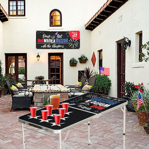 4th of July Mini Pong Table Red White and Buzzed