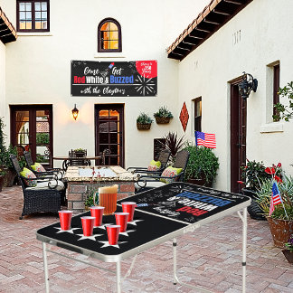 4th of July Mini Pong Table Red White and Buzzed