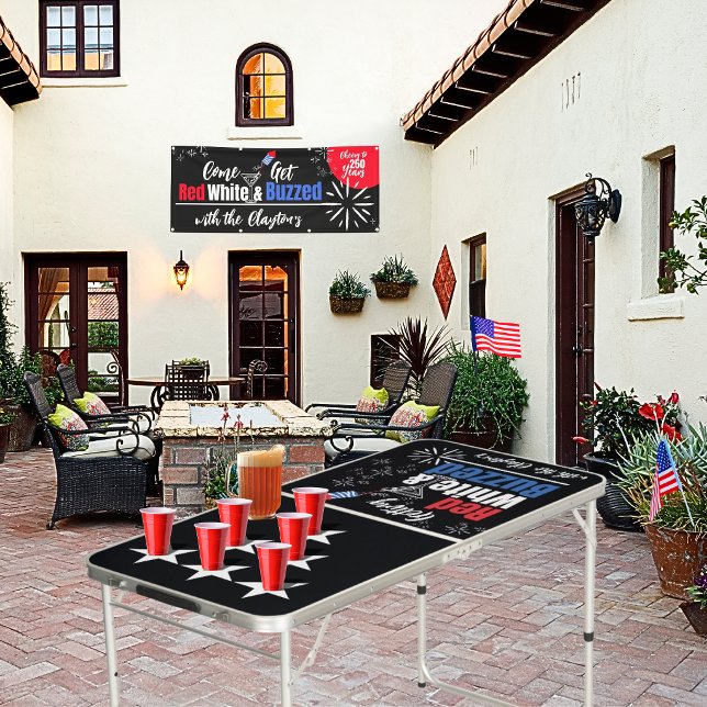 4th of July Mini Pong Table Red White and Buzzed (Creator Uploaded)