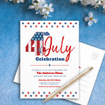 4th of July Modern Bold Rustic Wood USA Flag Invitation Postcard